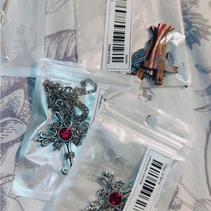 Silver and Red Pendant Necklace